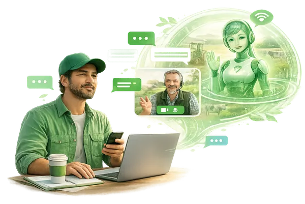 Aluno estudando com suporte, conversação ao vivo e inteligência artificial